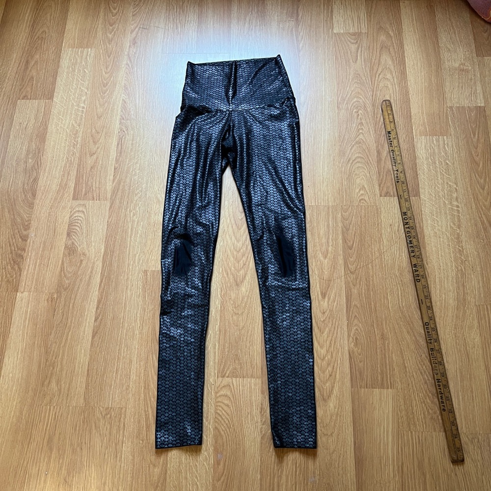 Emily Hsu Designs Black Metallic Mermaid Scale High Waist Leggings S Womens Used